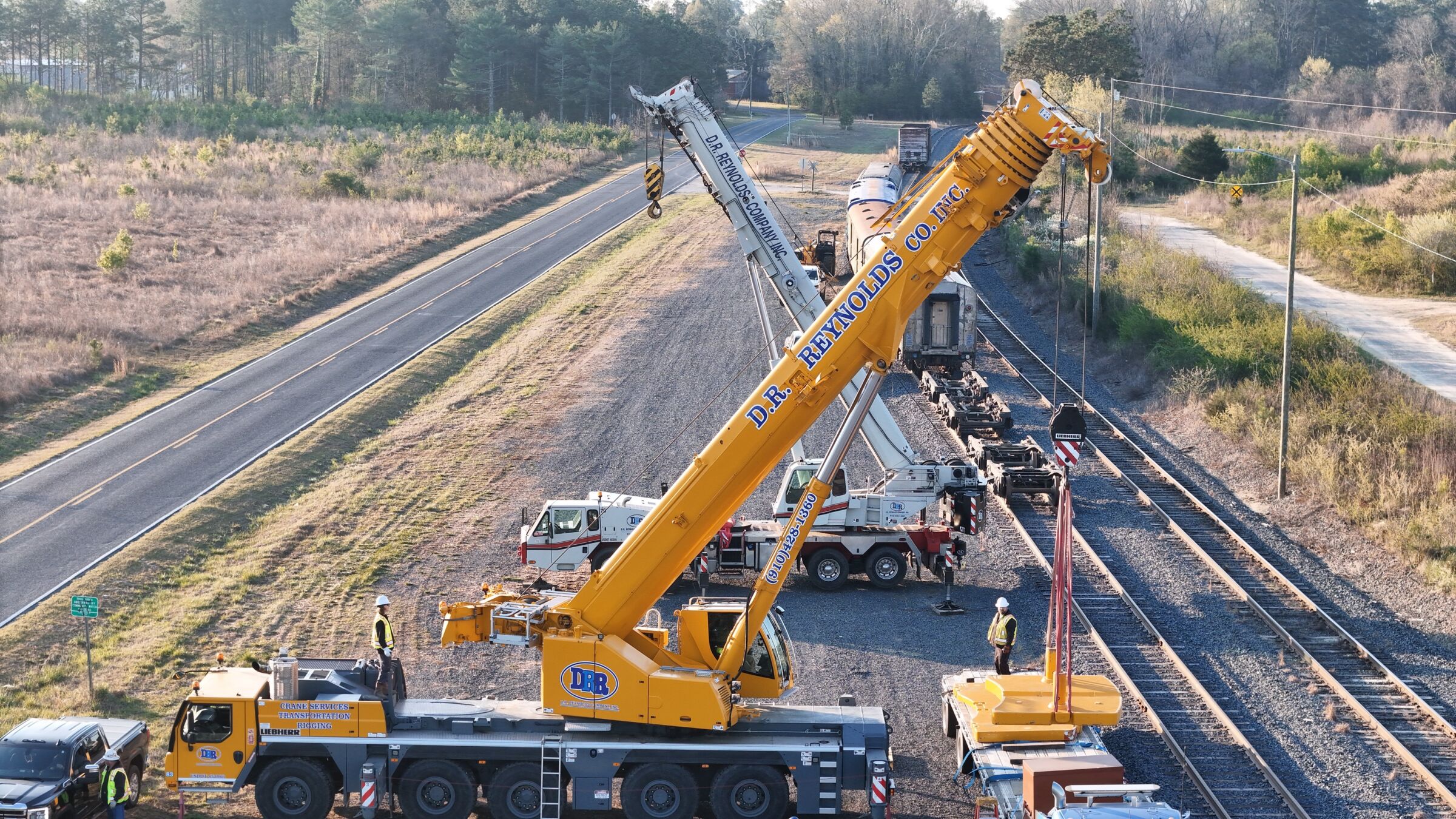 D. R. Reynolds cranes in use.