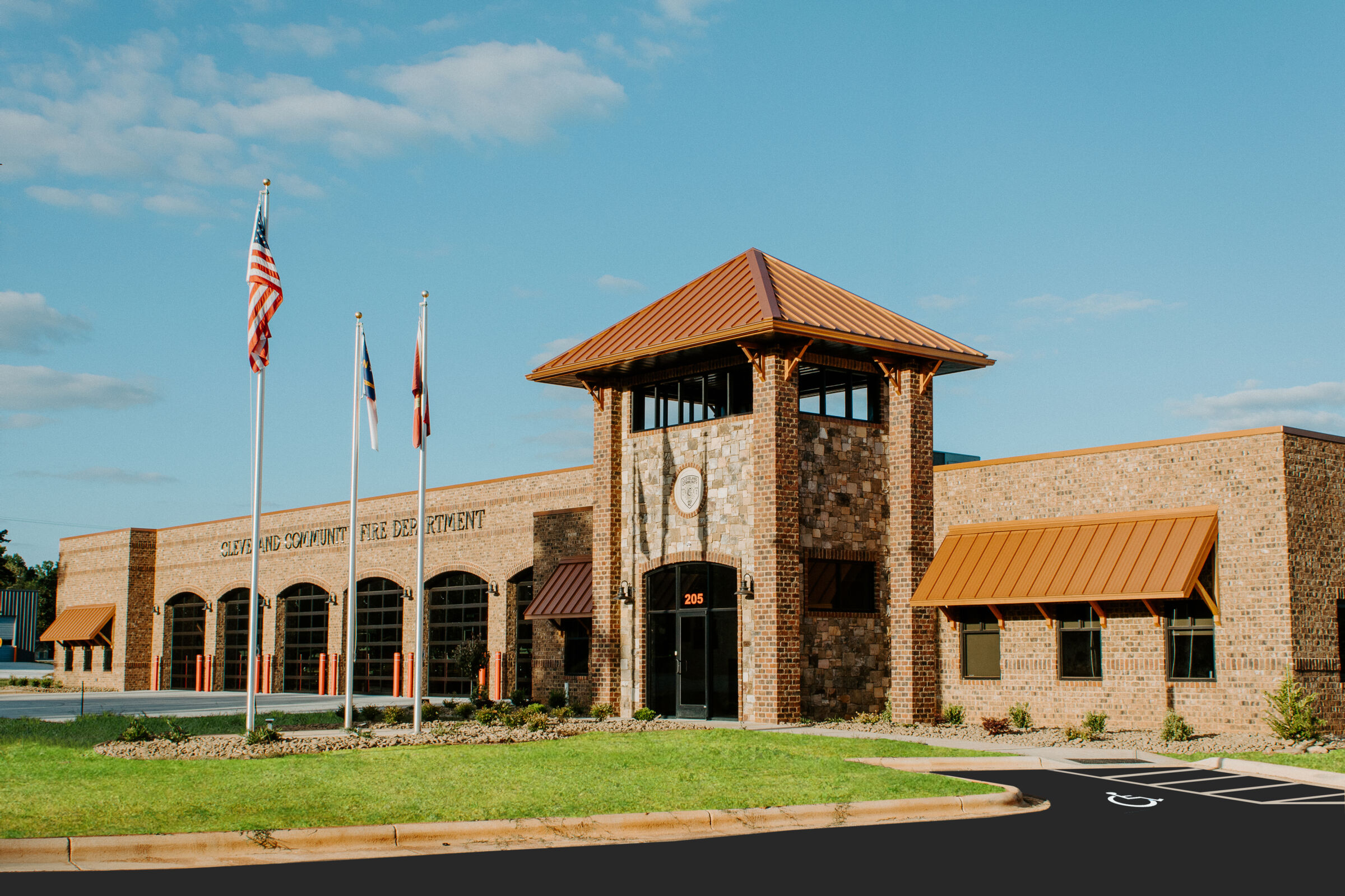 Exterior of D. R. Reynolds construction project at Cleveland Fire Department in North Carolina.