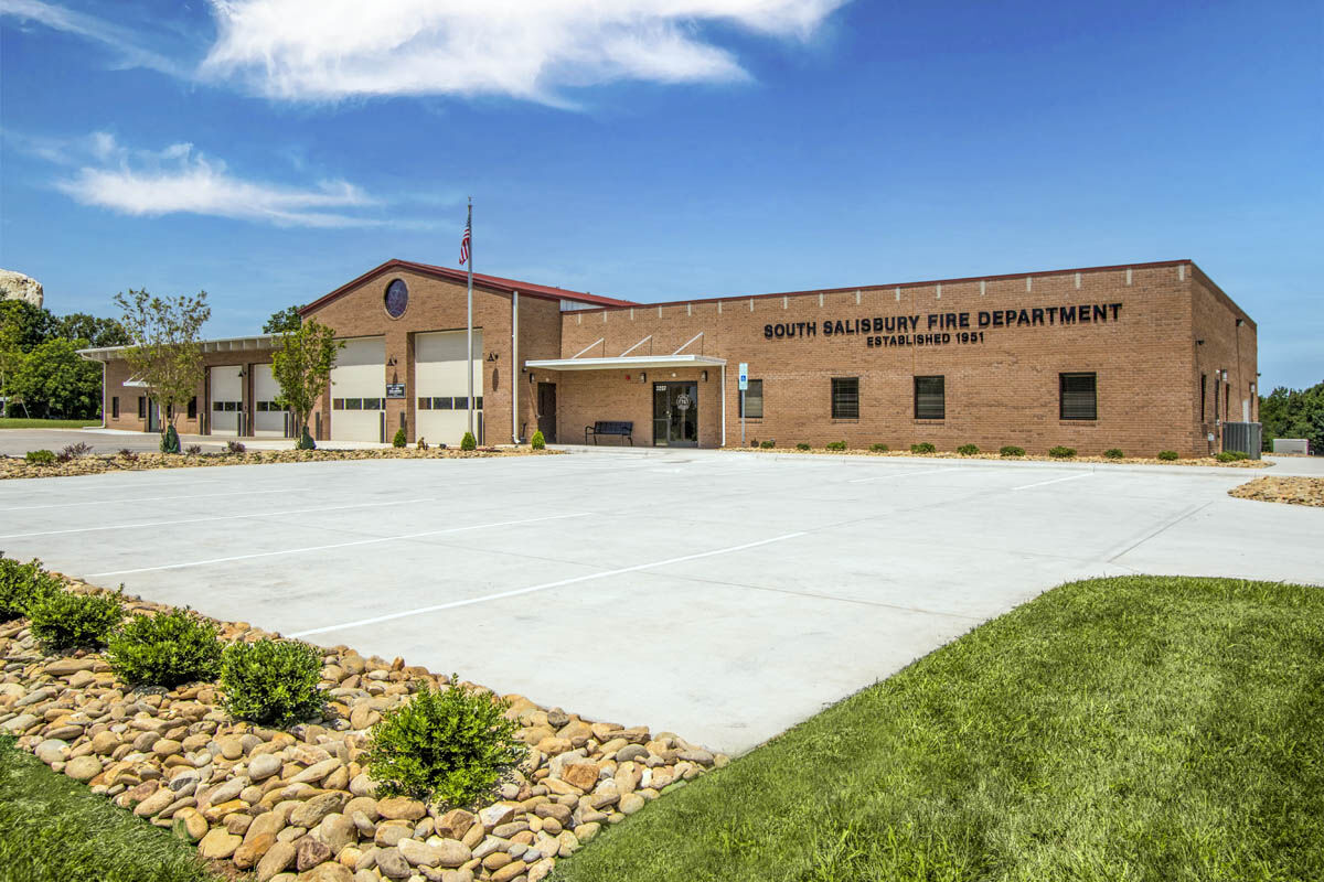 Exterior of D. R. Reynolds construction project at South Salisbury Fire Department in North Carolina.