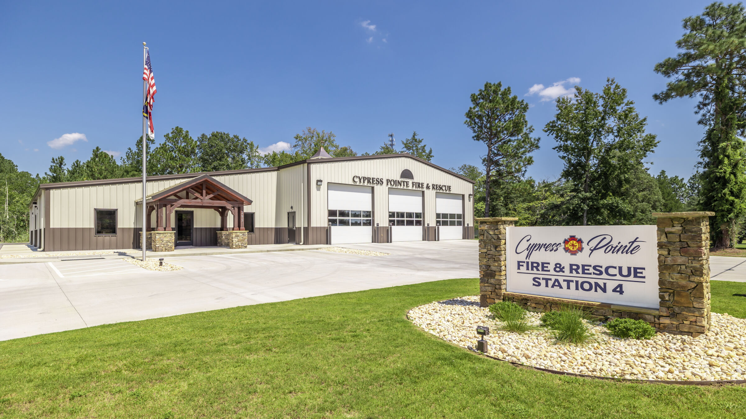 Exterior of D. R. Reynolds construction project at Cypress Pointe Fire Department in North Carolina.