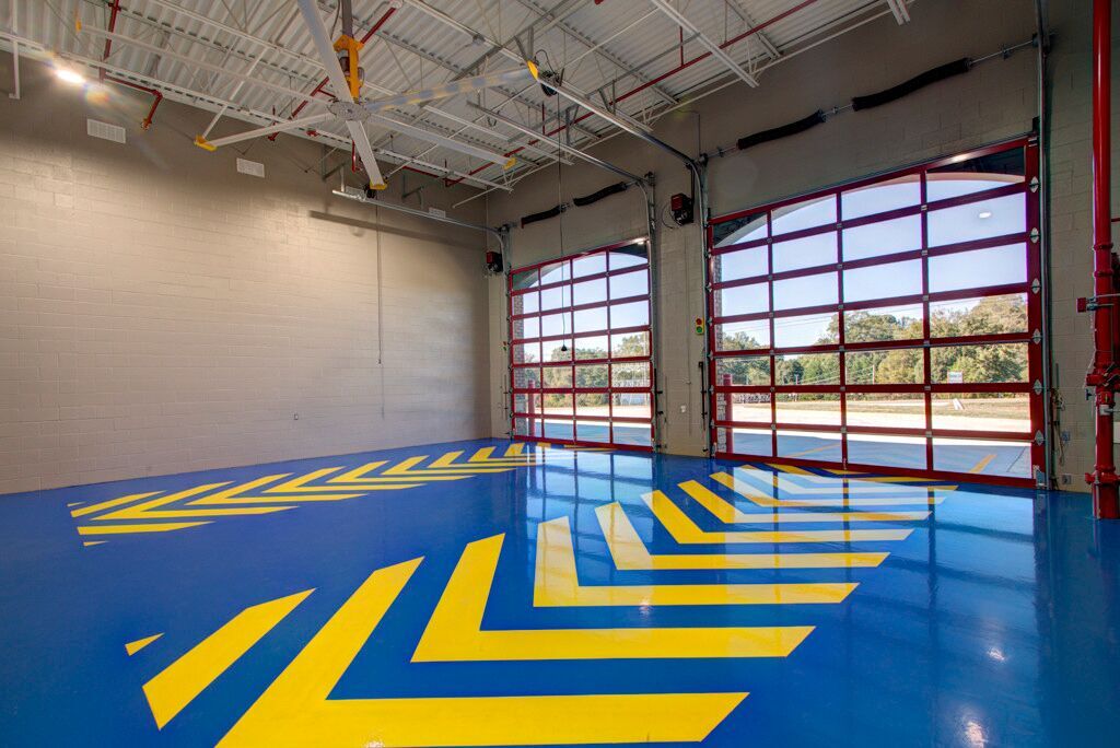 Truck bays in D. R. Reynolds construction project at Cool Springs Volunteer Fire Department in North Carolina.