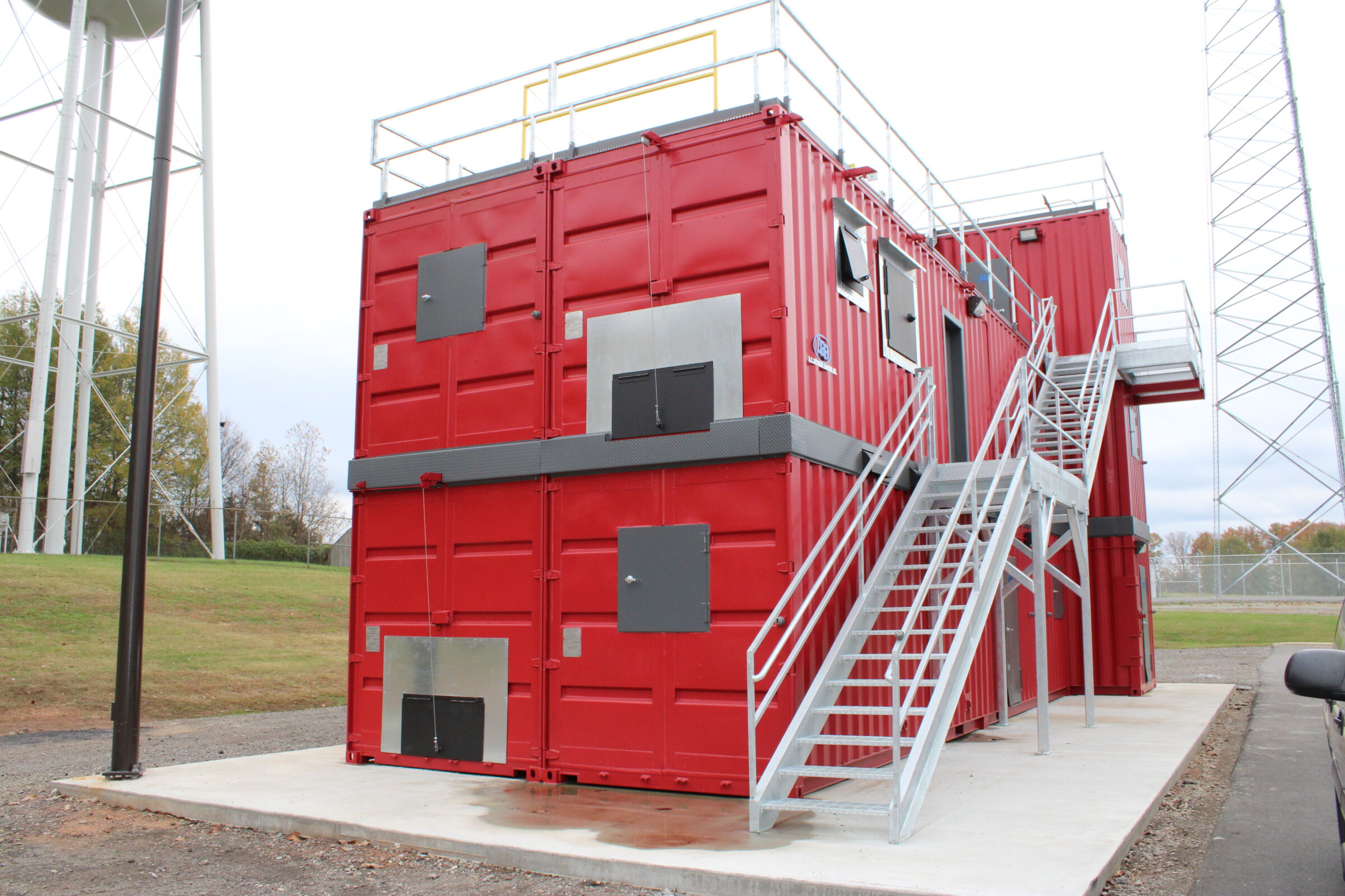 Three-story custom live burn fire trainer building in Cool Springs, NC