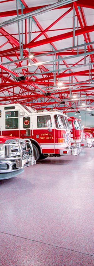 Fire Department Apparatus Bay with Fire Engines